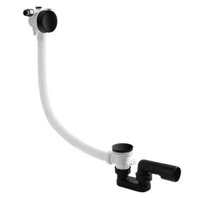 Vicario przelew wannowy klik klak z napełnianiem 70 cm czarny mat 366C/70/CZ