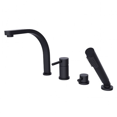 Besco Decco bateria wannowa 4-otworowa czarny mat