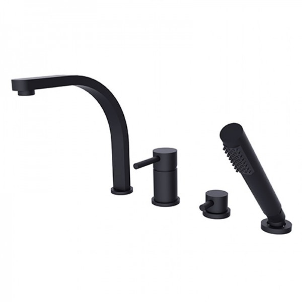 Besco Decco bateria wannowa 4-otworowa czarny mat