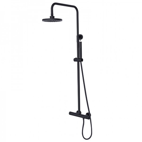 Besco Decco zestaw prysznicowy termostatyczny natynkowy czarny mat