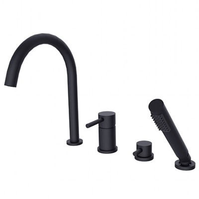 Besco Illusion bateria wannowa 4-otworowa czarny mat