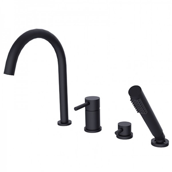 Besco Illusion bateria wannowa 4-otworowa czarny mat