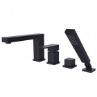 Besco Modern / Varium bateria wannowa 4-otworowa czarny mat