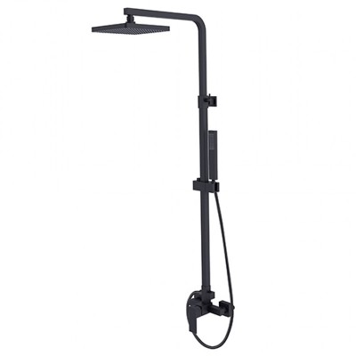 Besco Modern / Varium zestaw prysznicowy natynkowy czarny mat