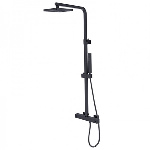 Besco Modern / Varium zestaw prysznicowy termostatyczny natynkowy czarny mat