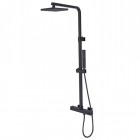 Besco Modern / Varium zestaw prysznicowy termostatyczny natynkowy czarny mat