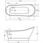 Besco wanna retro wolnostojąca Gloria 160 cm