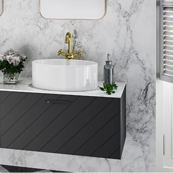 Besco Floo szafka podumywalkowa 60 cm czarna uchwyt czarny prawa SUF-654-CCP