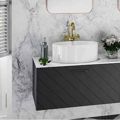 Besco Floo szafka podumywalkowa 60 cm czarna uchwyt czarny lewa SUF-654-CCL