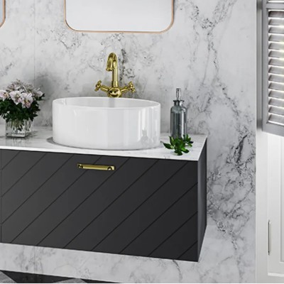 Besco Floo szafka podumywalkowa 60 cm czarna uchwyt złoty prawa SUF-654-CZP