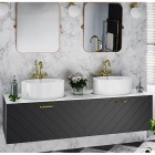 Besco Floo szafka podumywalkowa 60 cm czarna uchwyt złoty lewa SUF-654-CZL