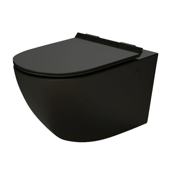 Massi Decos miska WC wisząca Rimless z deską wolnoopadającą czarny mat MSM-3673RIMSLIM-MB