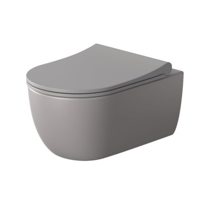 Massi Molis miska WC wisząca Rimless z deską wolnoopadającą Slim szary półmat MSM-0013RIMSLIM-MG
