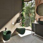 Massi Molis miska WC wisząca Rimless z deską wolnoopadającą Slim zielony półmat MSM-0013RIMSLIM-GR