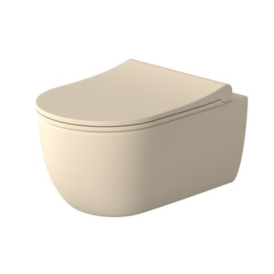 Massi Molis miska WC wisząca Rimless z deską wolnoopadającą Slim beżowy półmat MSM-0013RIMSLIM-YA