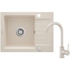 Deante Zorba Komplet zlewozmywak granitowy 1-komorowy z ociekaczem + bateria zlewozmywakowa stojąca