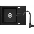 Deante Zorba Komplet zlewozmywak granitowy 1-komorowy z ociekaczem + bateria zlewozmywakowa stojąca