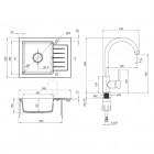 Deante Zorba zlewozmywak granitowy 58x44 cm obracalny z baterią stojącą antracyt ZQZAT11A