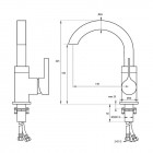 Massi Venice bateria umywalkowa chrom MSBU-F003