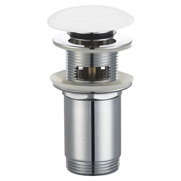 Oltens Halsa korek do umywalki klik klak okrągły z przelewem biały ceramiczny 05102000