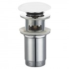 Oltens Halsa korek do umywalki klik klak okrągły z przelewem biały ceramiczny 05102000