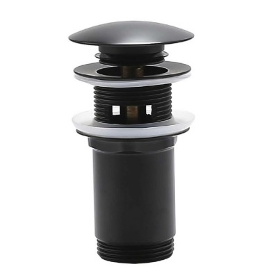 Oltens Halsa korek do umywalki klik klak okrągły z przelewem czarny mat 05100300