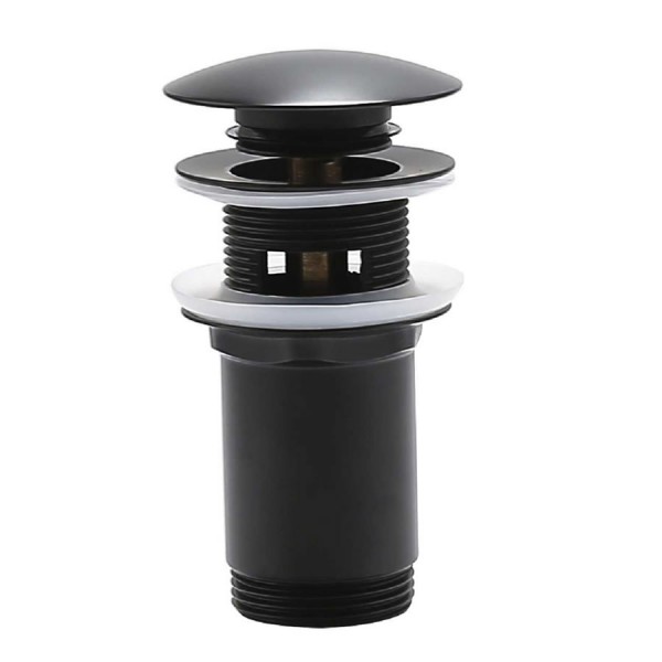 Oltens Halsa korek do umywalki klik klak okrągły z przelewem czarny mat 05100300