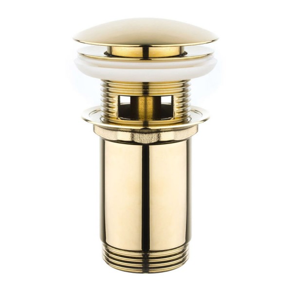 Oltens Halsa korek do umywalki klik klak okrągły z przelewem złoty połysk 05100800