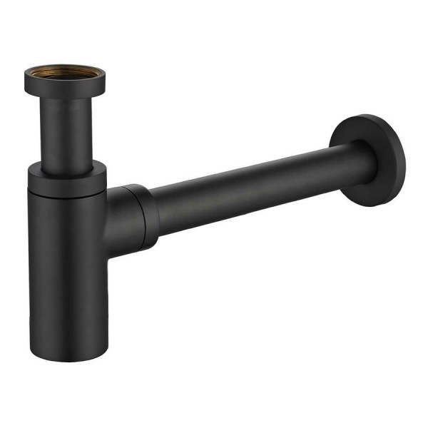 Oltens Hervik syfon umywalkowy mosiężny okrągły czarny mat 02600300