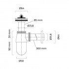 Oltens Molde syfon umywalkowy mosiężny butelkowy z korkiem chrom 02603100