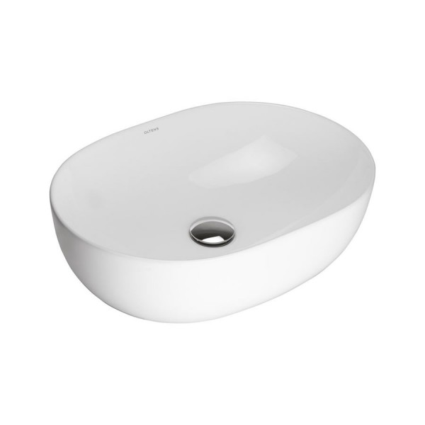 Oltens Hamnes Thin umywalka 49,5x35,5 cm nablatowa owalna biała 40319000