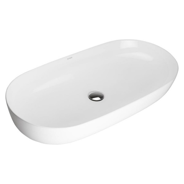 Oltens Hamnes Thin umywalka 80x40 cm nablatowa owalna biała 40321000