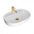 Oltens Hamnes Thin umywalka 62x42 cm nablatowa owalna biała 41314000