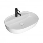 Oltens Hamnes Thin umywalka 62x42 cm nablatowa owalna biała 41314000