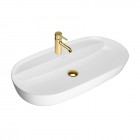 Oltens Hamnes Thin umywalka 80x40 cm nablatowa owalna biała 41315000