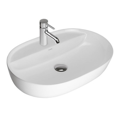 Oltens Hamnes Thin umywalka 62x42 cm nablatowa owalna z powłoką SmartClean biała 41814000