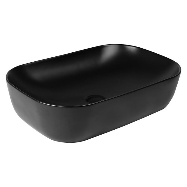 Oltens Hamnes umywalka 61x40 cm nablatowa owalna czarny mat 40302300