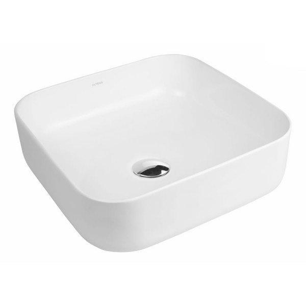 Oltens Hadsel umywalka kwadratowa 38,5 cm nablatowa biała 40307000