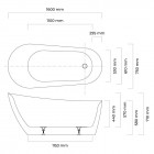 Oltens Gocta wanna wolnostojąca 160x75 cm owalna akrylowa biała 12006000