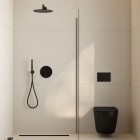 Oltens Vindel Lagan deszczownica 30 cm okrągła z ramieniem ściennym czarny mat 36012300