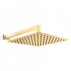 Oltens Vindel Lagan deszczownica 30x30 cm kwadratowa z ramieniem ściennym złoty połysk 36014800