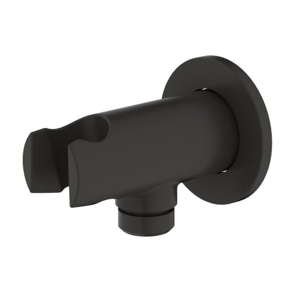 Oltens Hvita przyłącze kątowe z uchwytem okrągłe czarny mat 39304300