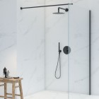 Oltens Hvita przyłącze kątowe z uchwytem okrągłe czarny mat 39304300