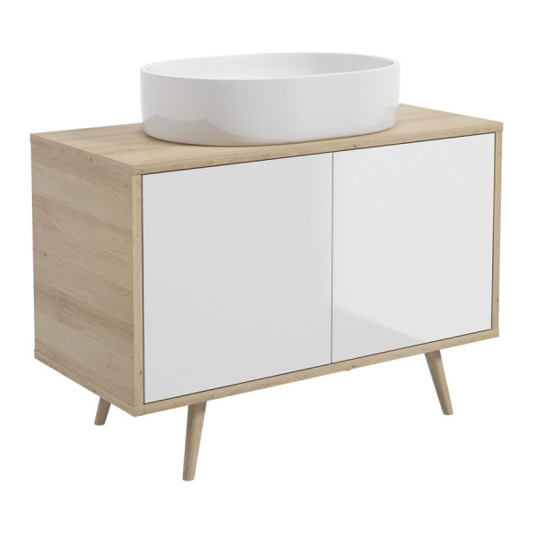 Oltens Hedvig szafka 95 cm podumywalkowa wisząca biały połysk/dąb nova 60200060