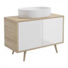 Oltens Hedvig szafka 95 cm podumywalkowa wisząca biały połysk/dąb nova 60200060