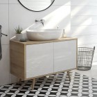 Oltens Hedvig szafka 95 cm podumywalkowa wisząca biały połysk/dąb nova 60200060