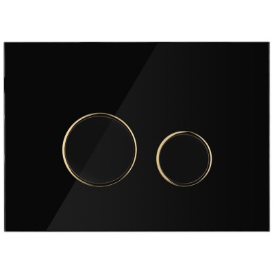 Oltens Lule przycisk spłukujący do WC szklany czarny/złoty mat/czarny 57203300