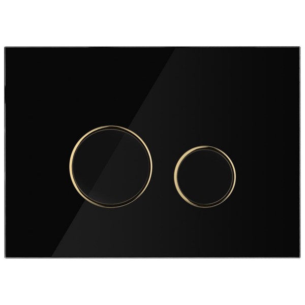 Oltens Lule przycisk spłukujący do WC szklany czarny/złoty mat/czarny 57203300