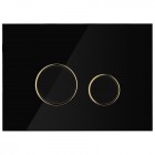 Oltens Lule przycisk spłukujący do WC szklany czarny/złoty mat/czarny 57203300