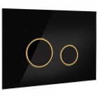 Oltens Lule przycisk spłukujący do WC szklany czarny/złoty mat/czarny 57203300